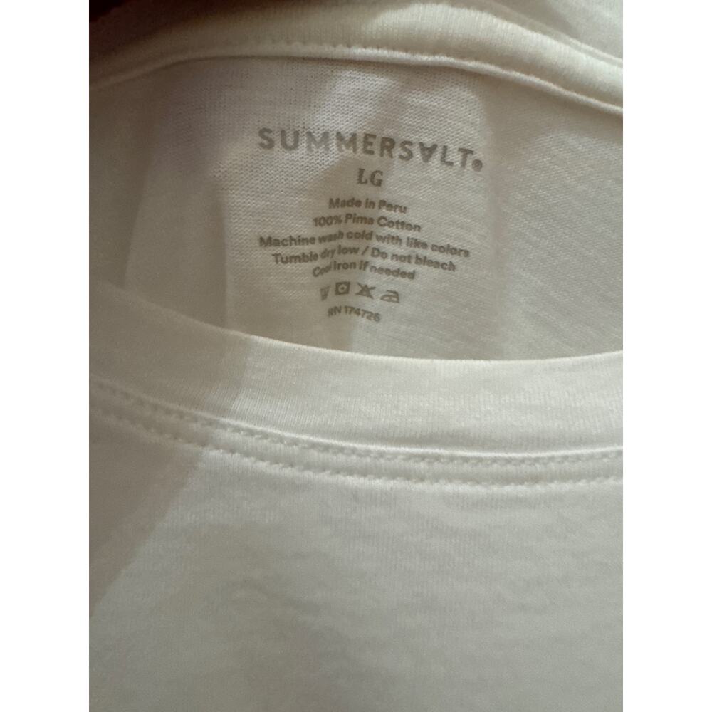 Summersalt The Luxe Pima Brezzy White Tee with Shirring and Puff Sleeves Size L - Picture 3 of 4